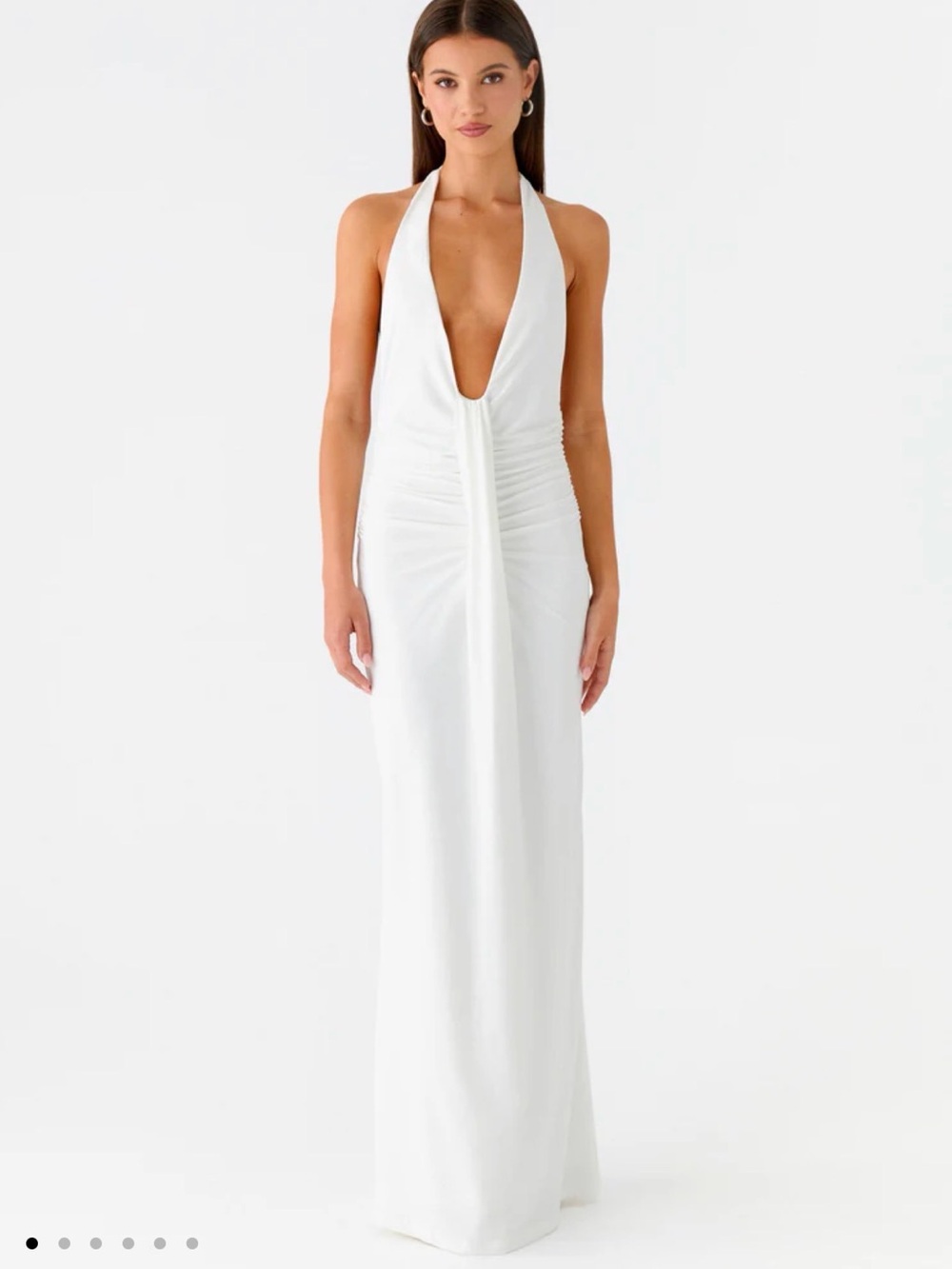 Peppermayo White Plunge Halter Maxi Dress
